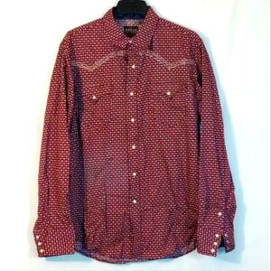 Roper Red Mens Pearl Snap Button Down Shirt Western Style Size Large